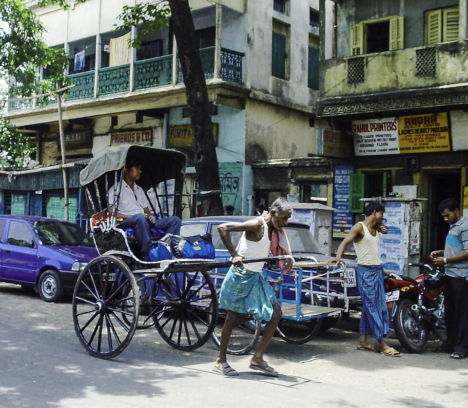 Riksha in the road in Calcutta, India