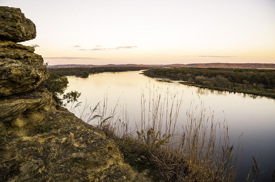 Wisconsin River Landscape at Dusk at Ferry Bluff