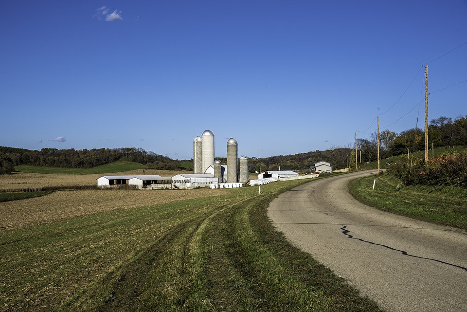 Landscape with farm and Silos in Wisconsin