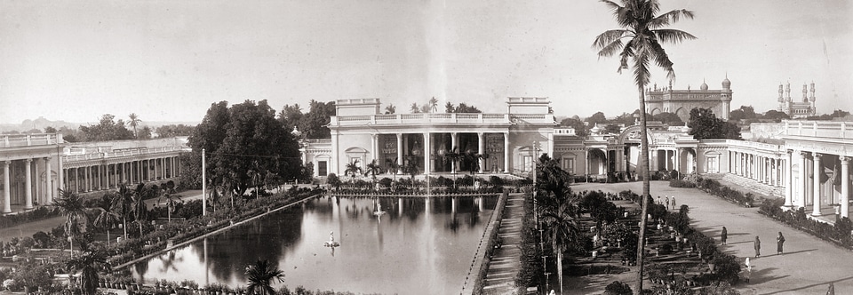 Panoramic view of the Chaumhalla Palace at Hyderabad, India
