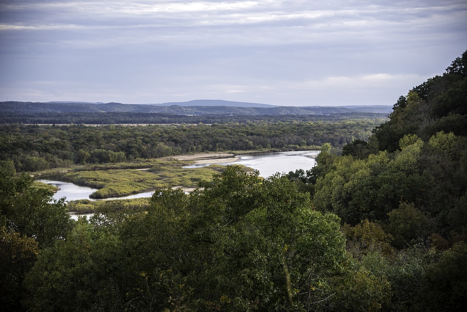 Landscape of the river and valley at Ferry Bluff, Wisconsin