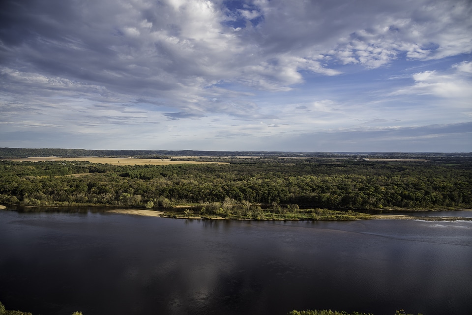 Looking across the Wisconsin River at Ferry Bluff