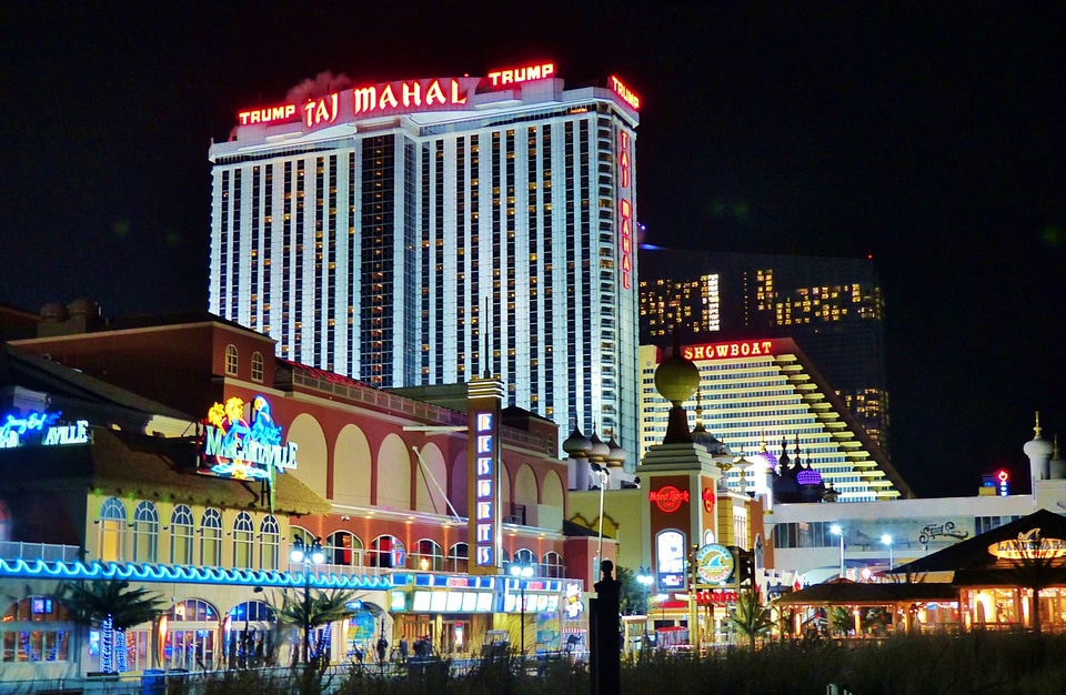 Night towers in streets of Atlantic City, New Jersey photo