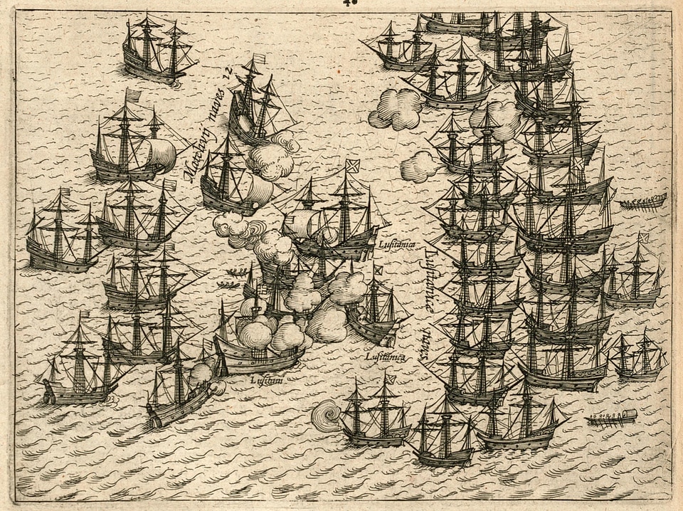 Dutch battling Portuguese in 1606