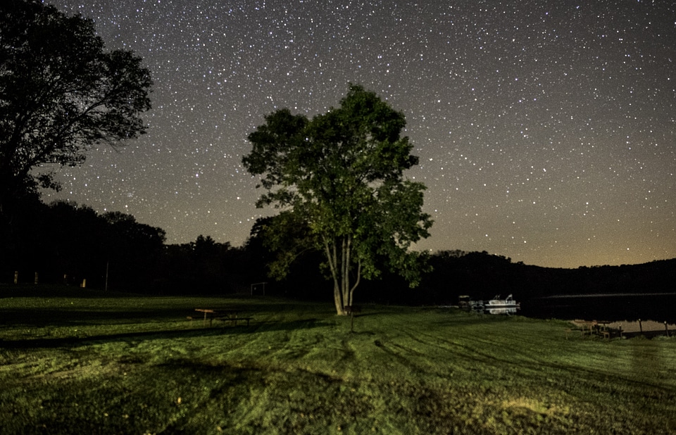 Landscape, tree, and stars at Blackhawk Lake Recreation Area, Wisconsin