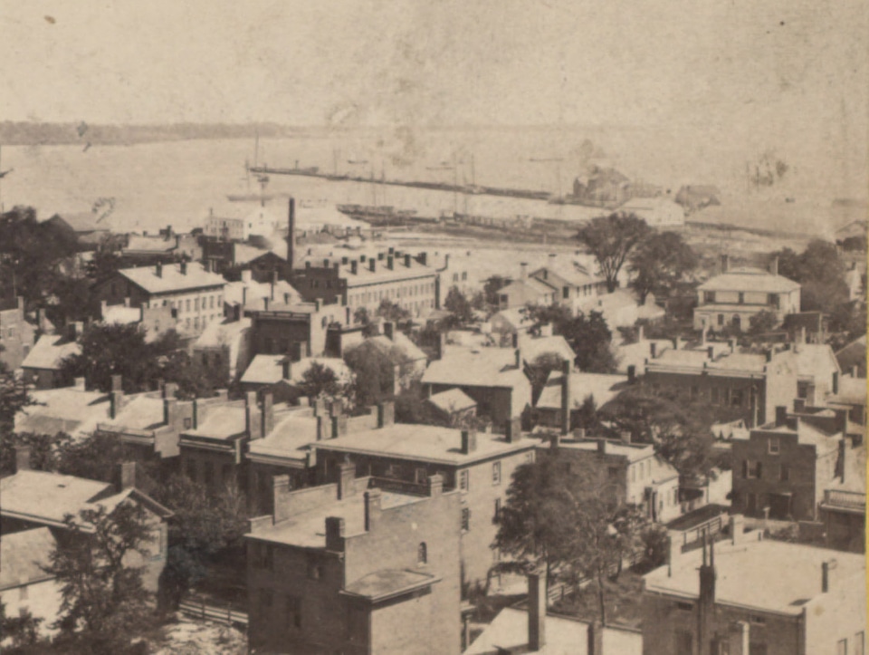 Harbor and long wharf in New Haven, Connecticut