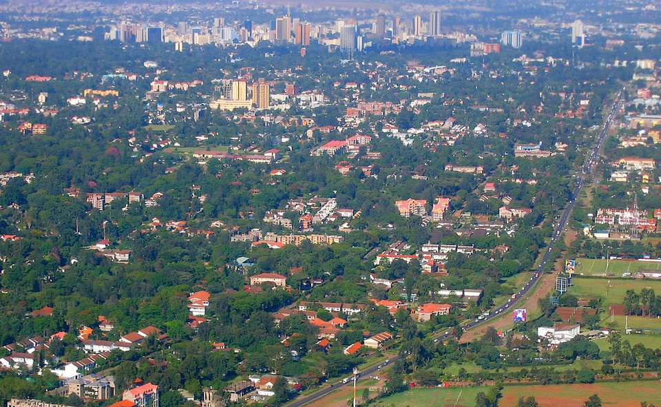 Aerial View of Nairobi Cityscape in Kenya