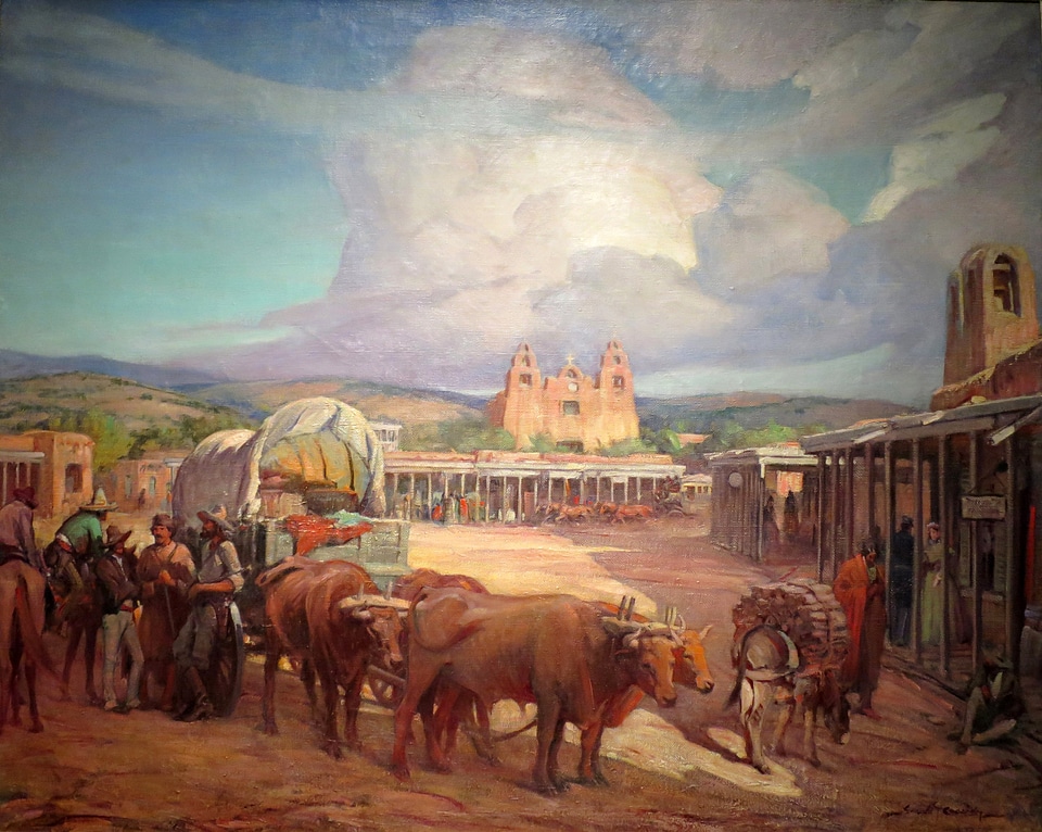 Santa Fe Plaza in 1850 in New Mexico photo