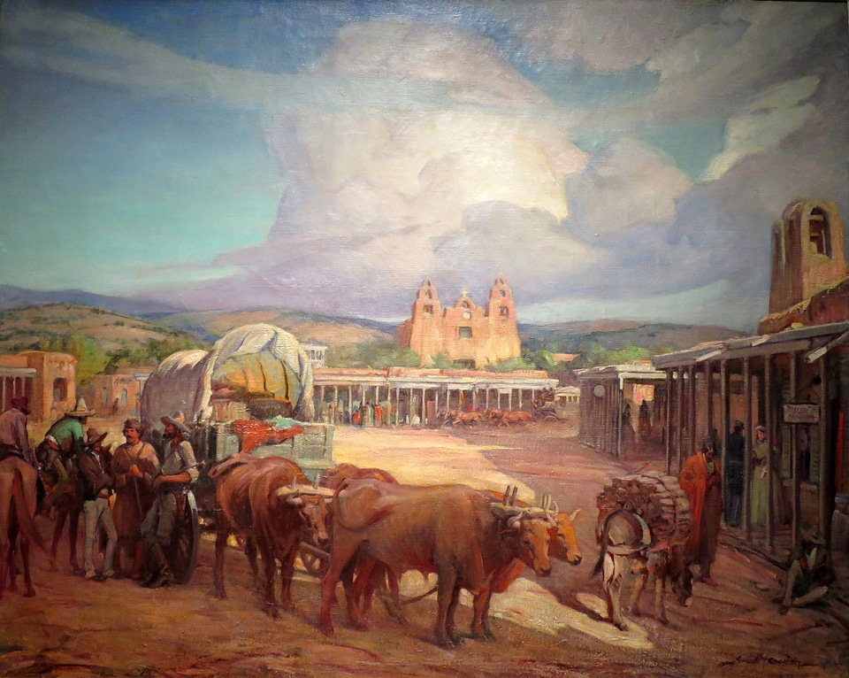 Santa Fe Plaza in 1850 in New Mexico