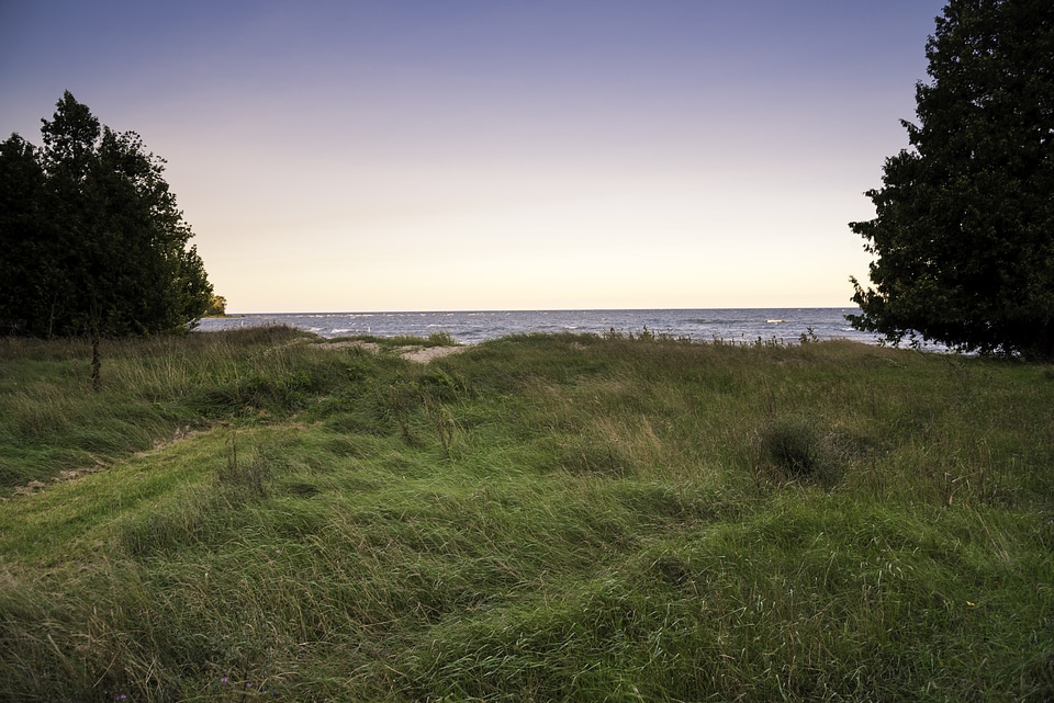 Windy Sand Dunes landscape along Lake Michigan at J.W. Wells State Park