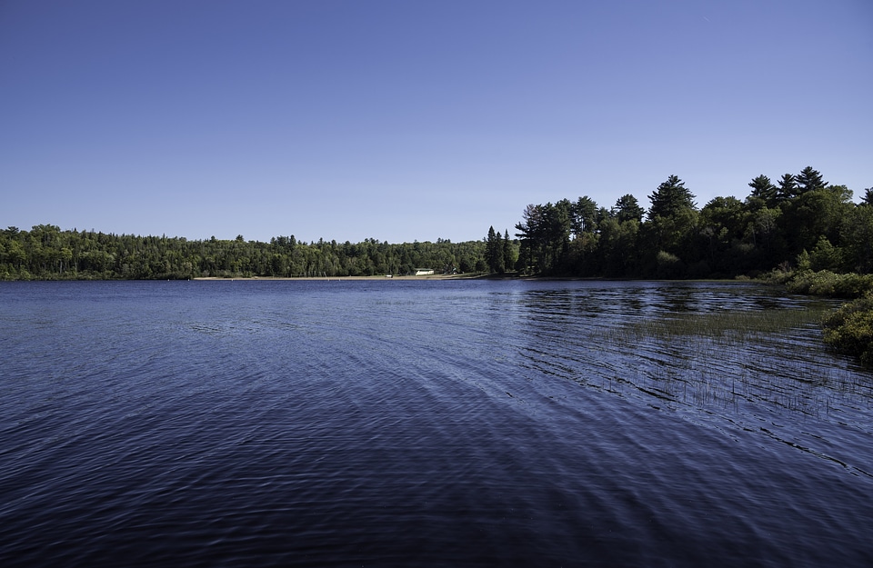 Landscape and water across lake Michigamme at Van Riper State Park, Michigan