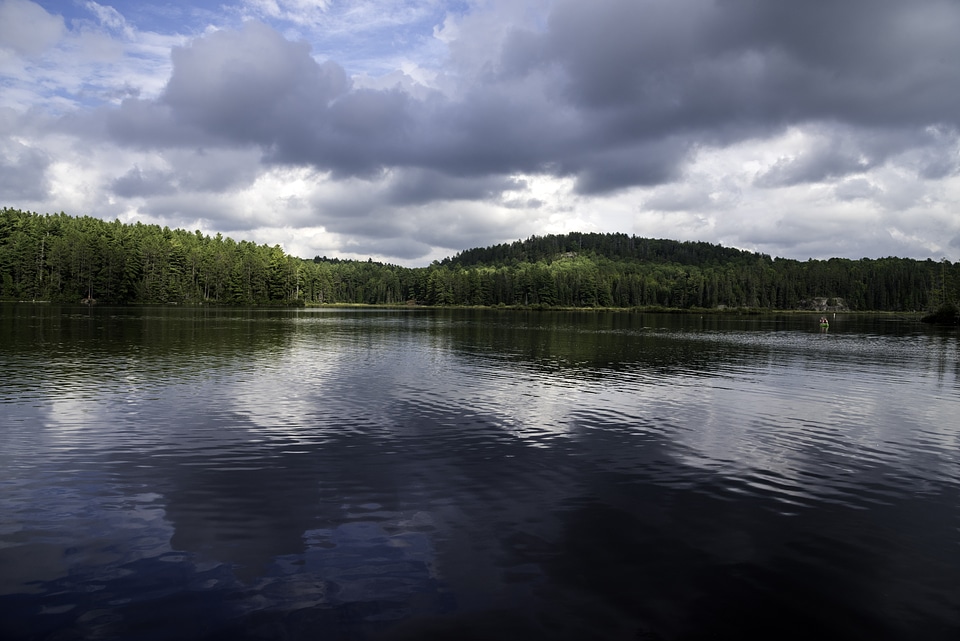 Great Skies and landscape with water reflections at Algonquin Provincial Park, Ontario