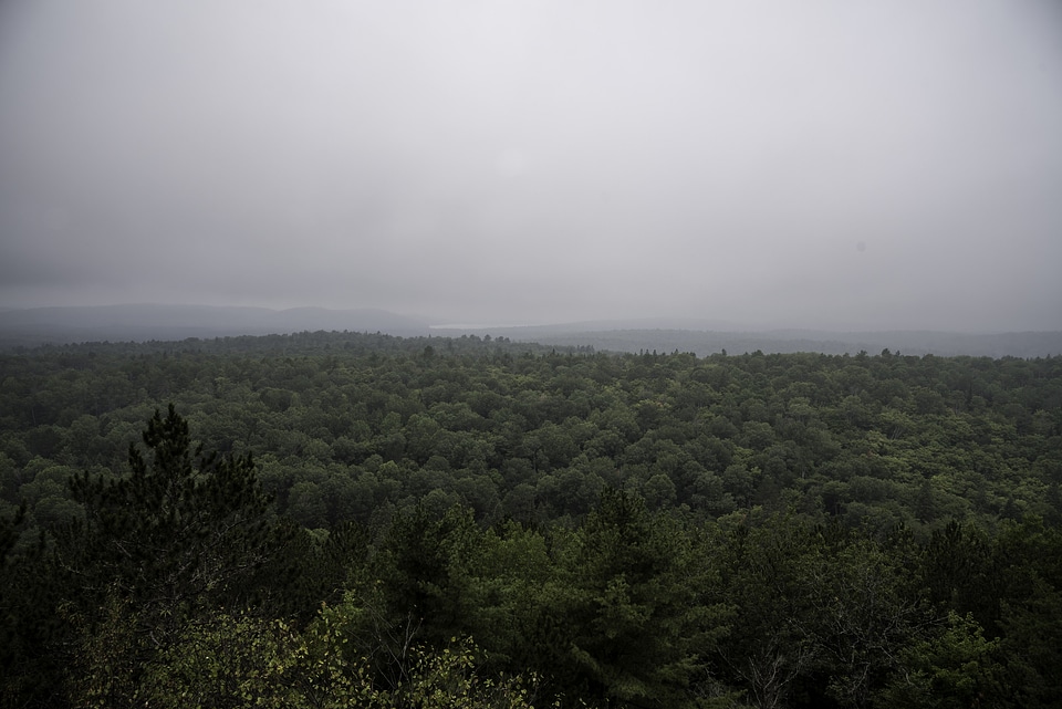 Foggy Sky over the Hills and Forest in Algonquin Provincial Park, Ontario
