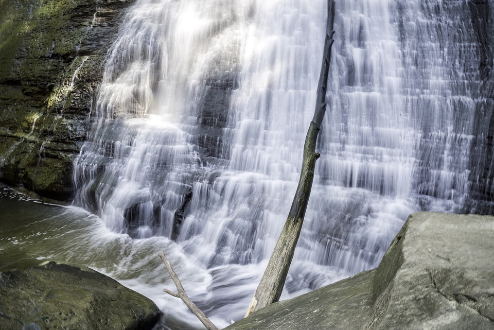 Smooth flowing bottom of Brandywine Falls in Cayuhoga Valley National Park, Ohio