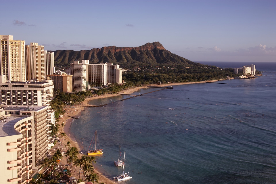 View from Waikiki Beach in Honolulu, Hawaii