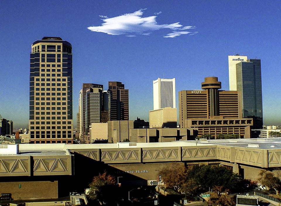 Phoenix Skyline with cloud in Arizona