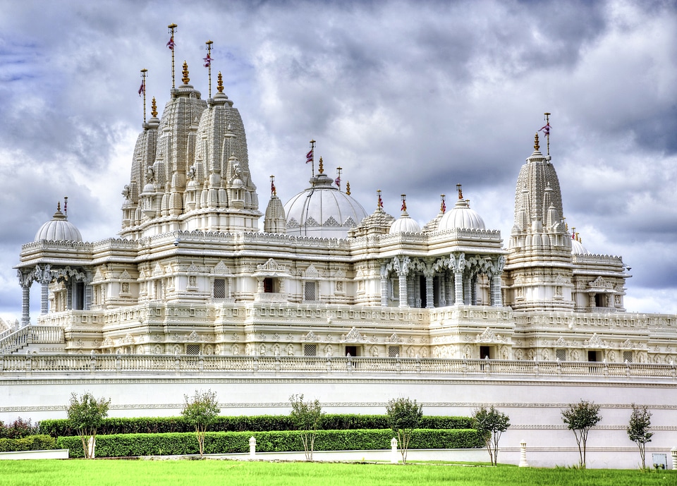 Hindu Temple with clouds over top in Atlanta Georgia