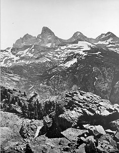 Three Tetons landscape in Grand Teton National Park, Wyoming, 1872