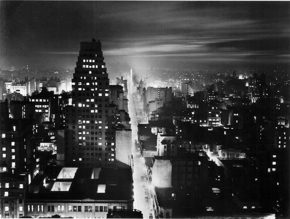 View of Avenida Corrientes in 1936 in Buenos Aires, Argentina