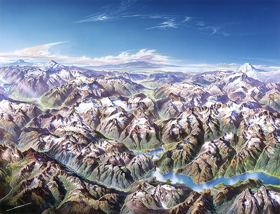 Drawing of the Northern Cascades, Washington