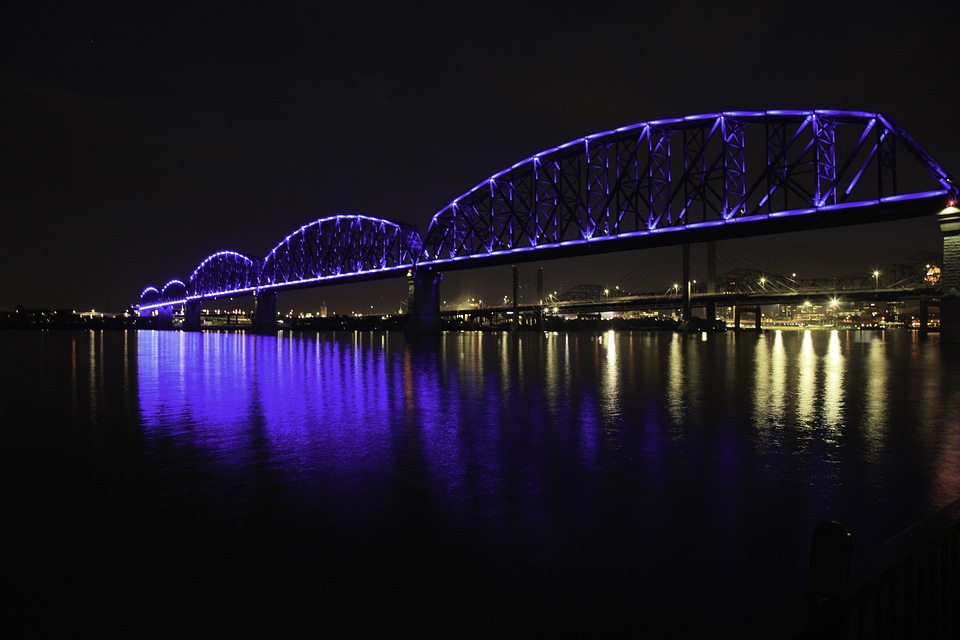 Bridge over the Water at night in Louisville, Kentucky