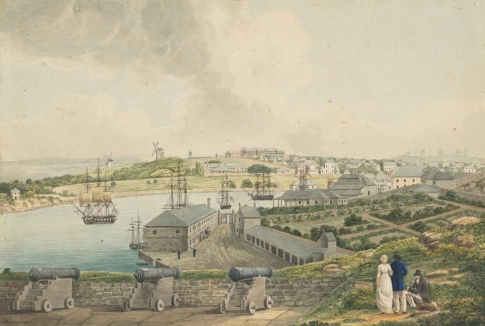 Sydney Cove from Dawes Point in 1817, New South Wales, Australia
