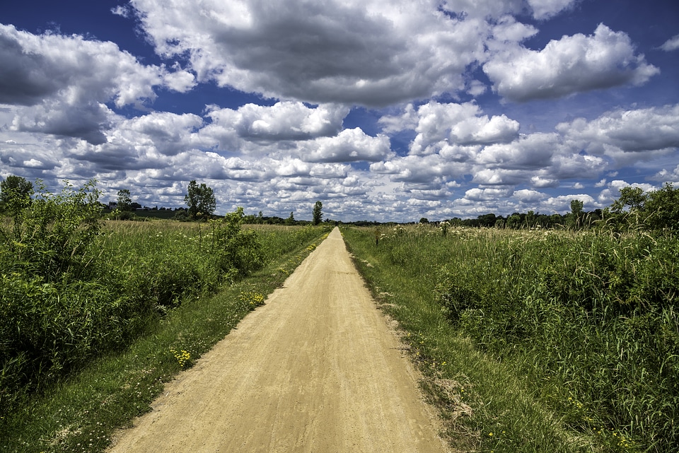 Landscape under the clouds on the Military Ridge State Trail, Wisconsin