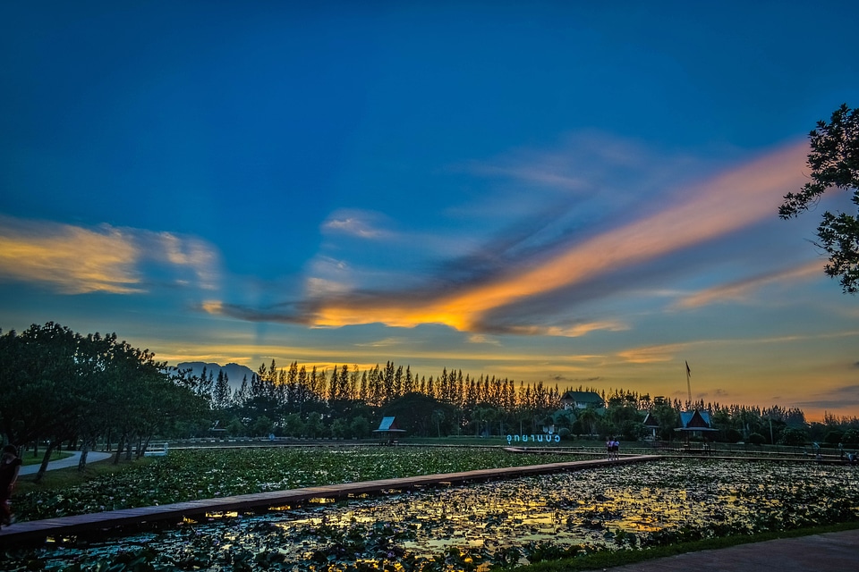 Dusk skies and landscape
