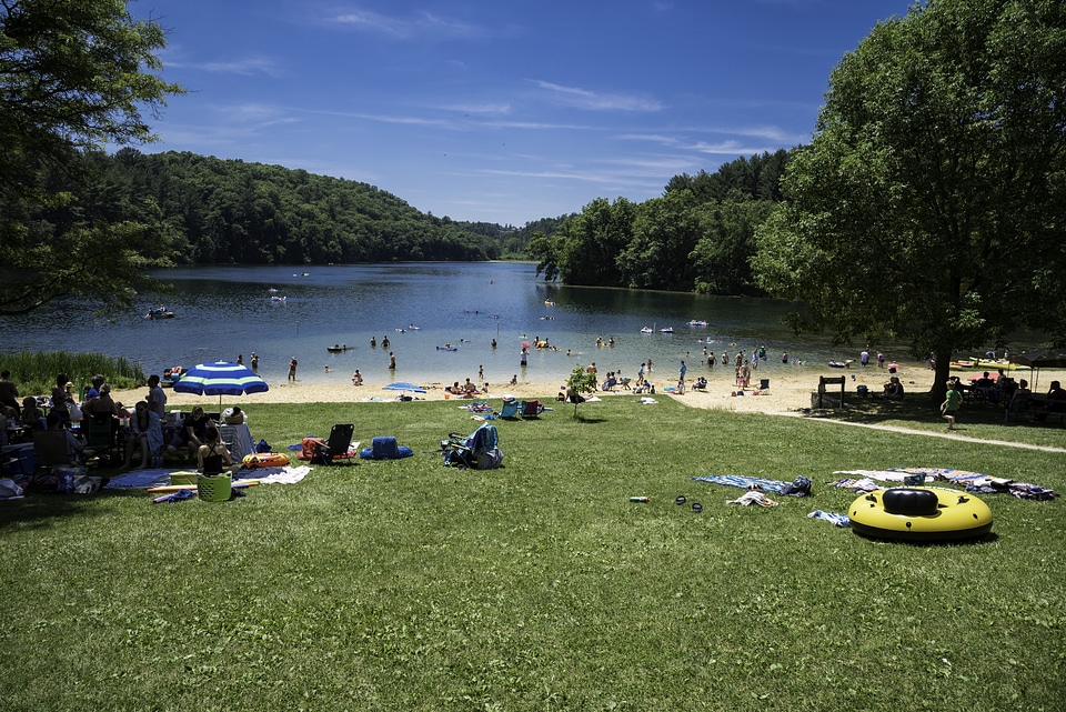 Beach and Cox Hollow Lake at Governor Dodge State Park, Wisconsin