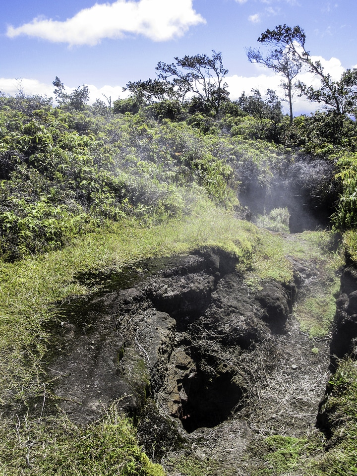 Steam Plumes on Crater at Hawaii Volcanoes National Park