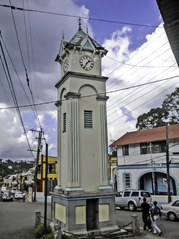 Clock Tower in the Center of Town in Claremont, Jamaica