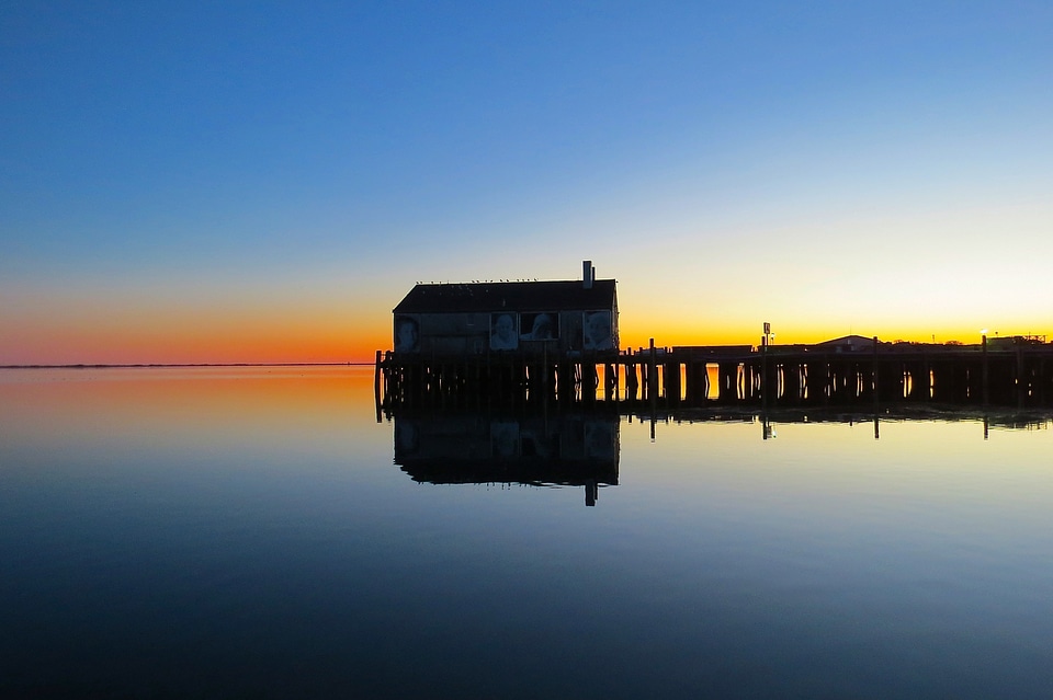 Dusk over the pier at Cape Cod, Massachusetts