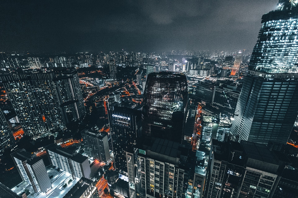 Sprawling metropolis cityscape in Singapore photo