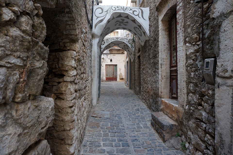 An alleyway of stone in Chois, Greece