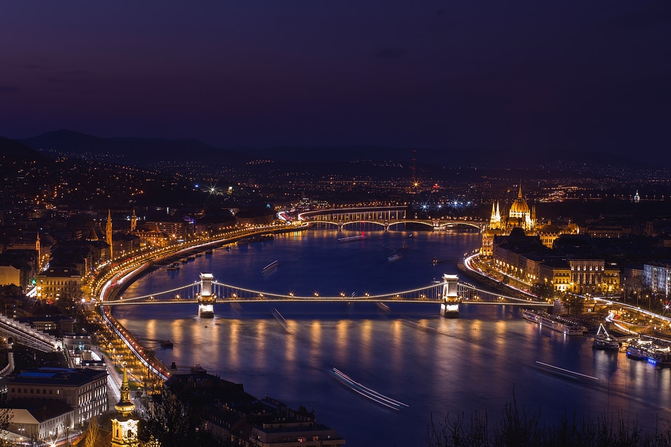 Night Time Bridge over the River Cityscape