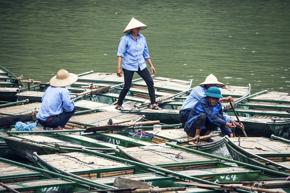 People sitting on Boats in Vietnam