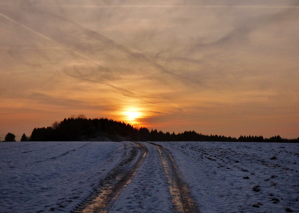 Sunset in the countryside in Luxembourg