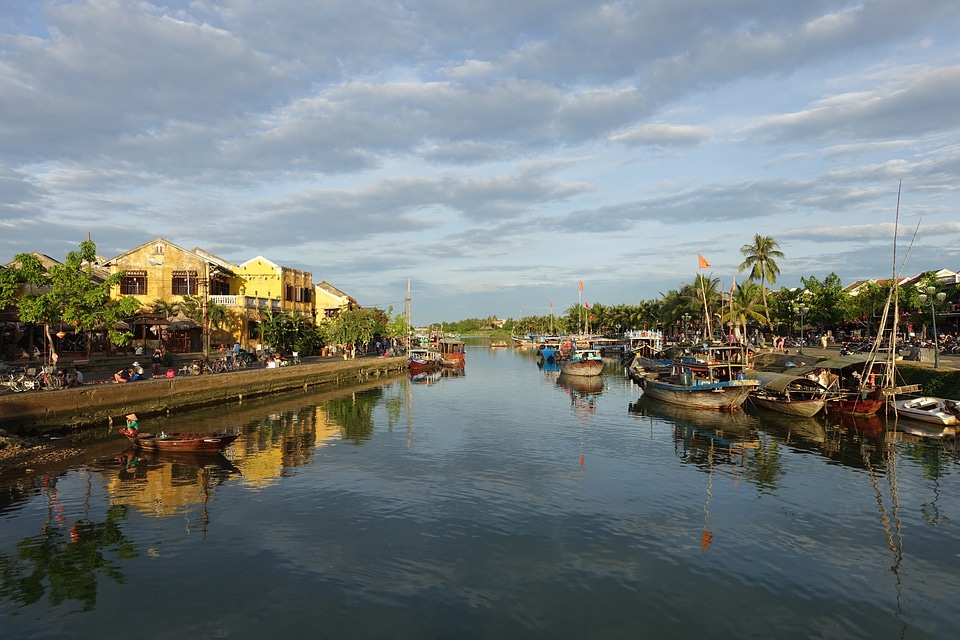 Boats on the River in Hoi An, Vietnam photo