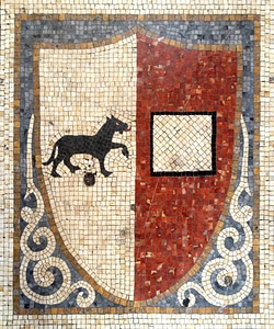 Mosaic of the old city Coat of Arms of Piacenza, Italy photo