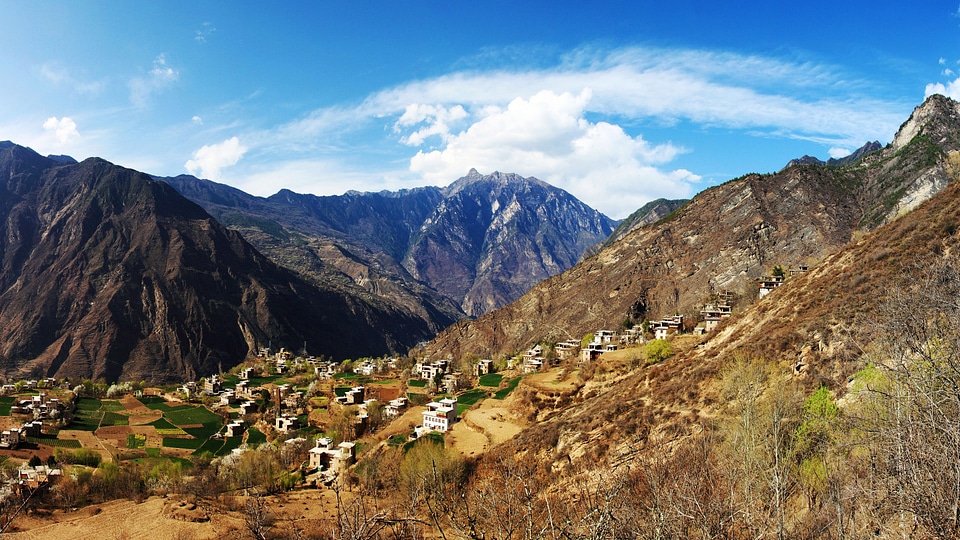 Landscape and Town of Cangzhai in Sichuan, China