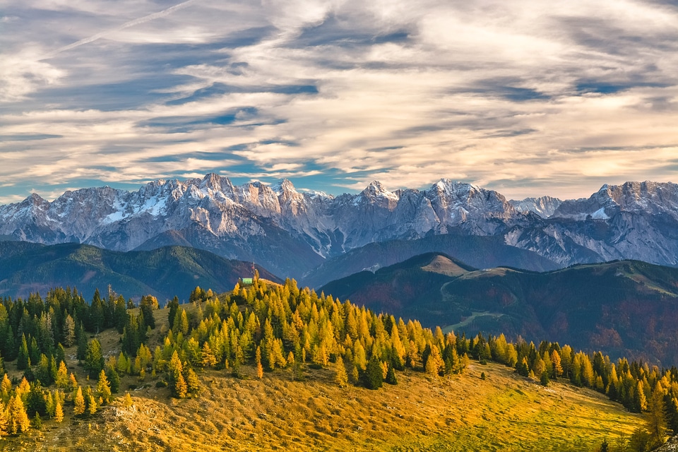 Mountain tops in the distance in the Alps in Austria photo
