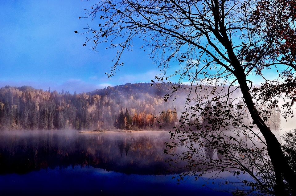 Lake and Mountains landscape in Quebec, Canada