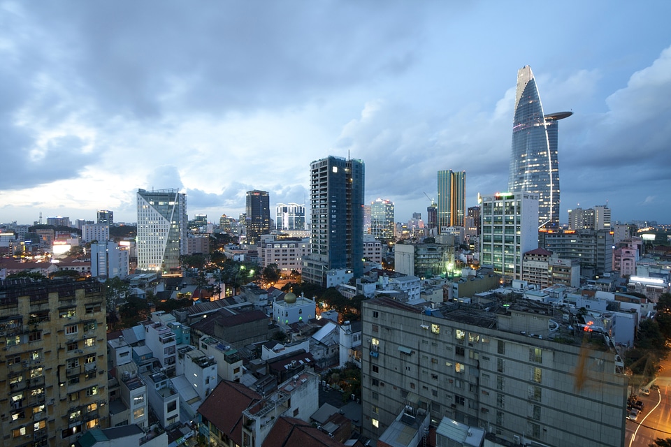 Skyline and Cityscape in Saigon, Vietnam