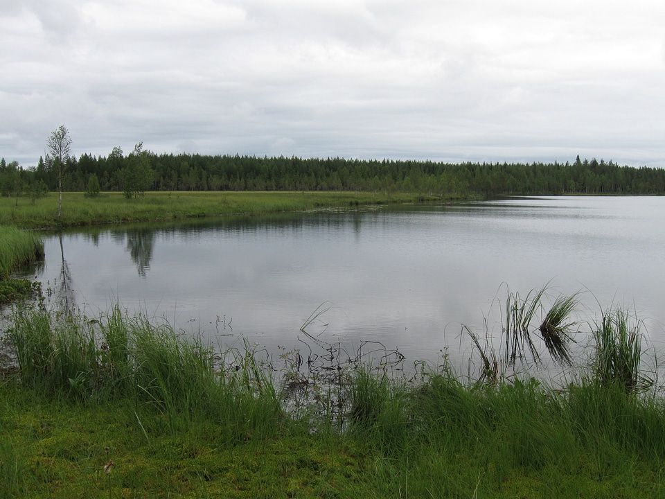 The small lake of Ahvenlampi in Puolanka, Finland