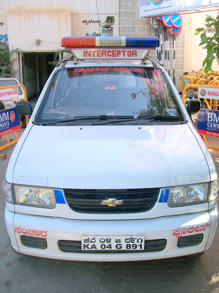 Traffic Speed Cop Car in Bangalore, India photo