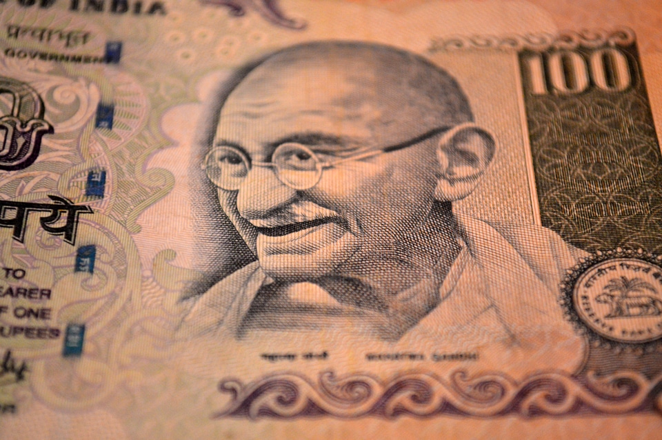 Indian Money with Ghandi on the bill