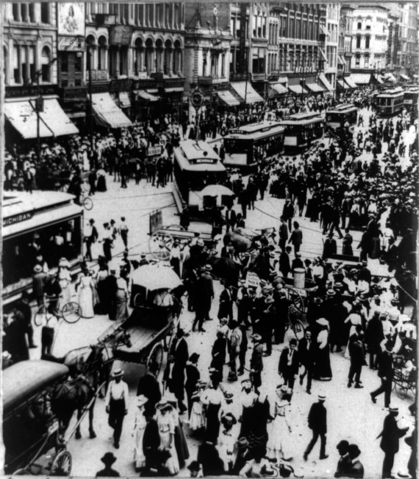 Corner of Illinois and Washington Street in Indianapolis, Indiana
