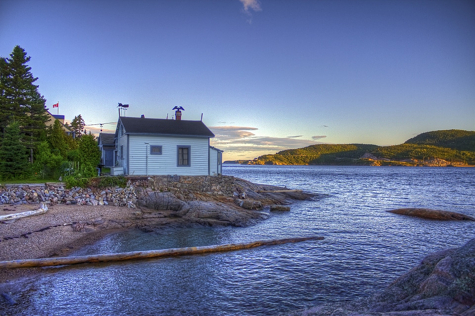 Cabin on the side of the lake in Quebec, Canada