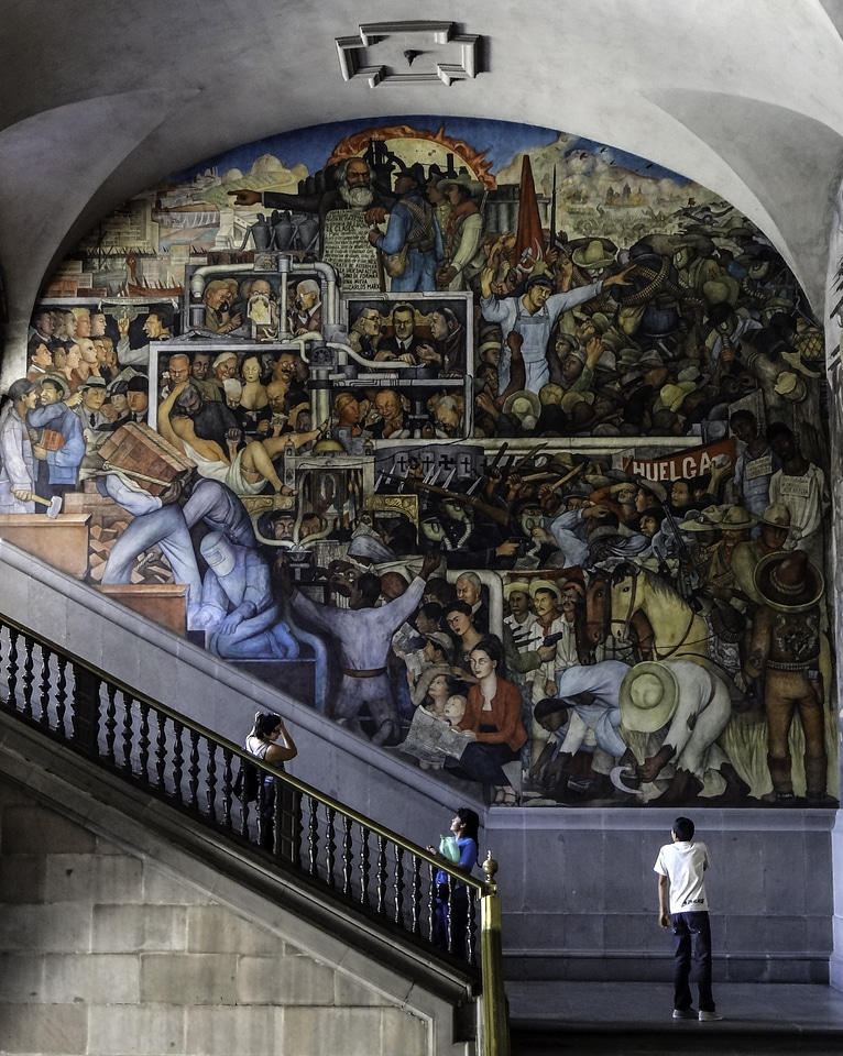 Rivera's History of Mexico mural in Mexico City