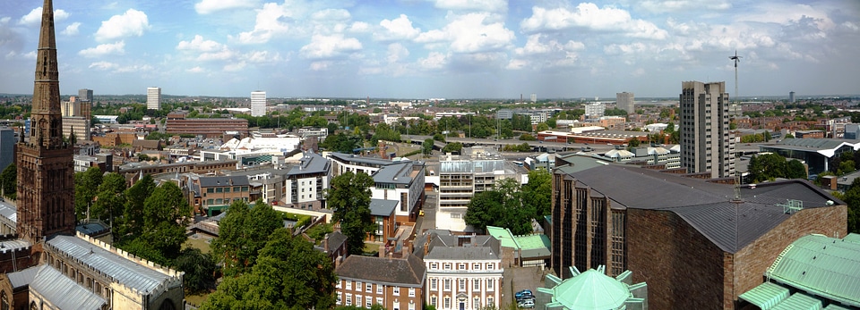 Panoramic View of the city of Coventry, England